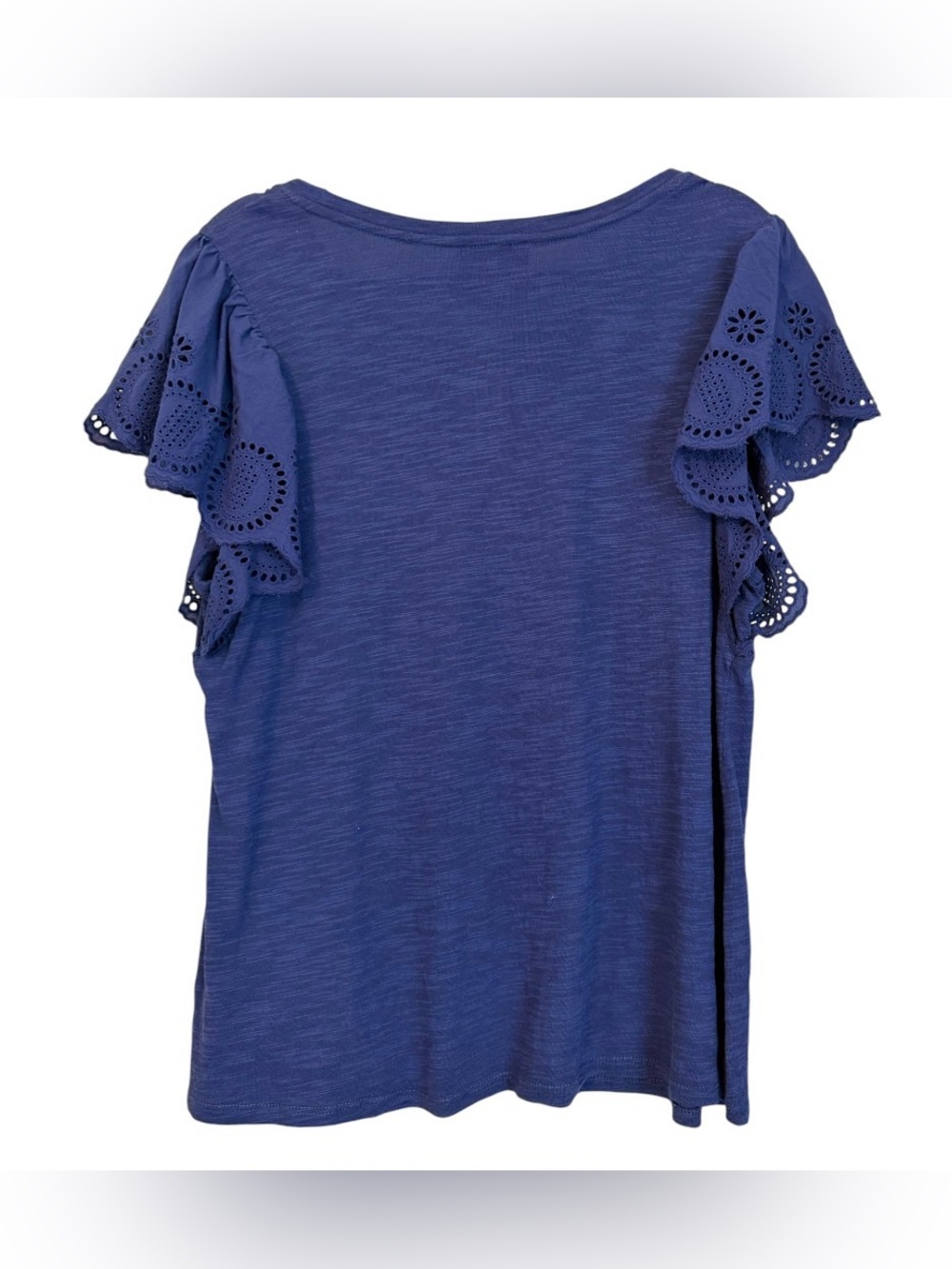 Jessica Simpson 🌼 Eyelet Sleeve Boho Top – Cobalt Blue – Size Large - Picture 4 of 6